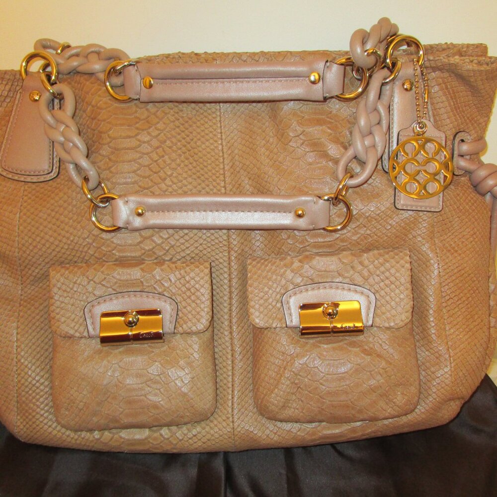 Coach Kristin Tan Python-Embossed Pocket Tote - image 2